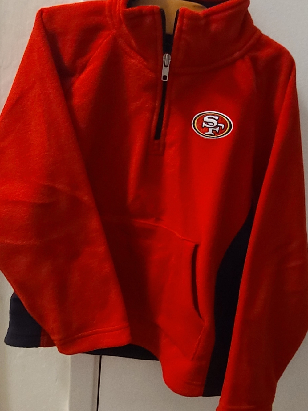 Kids San Francisco 49ers Red Fleece Quarter-Zip Pullover